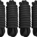 4 Pack 1/2" x 20' Dock Lines - Marine Grade Nylon Boat Ropes with 12" Eyelet for Docking and Mooring - Double Braided Boat Lines, High Strength, Easy Handling, Fray Resistant - Black