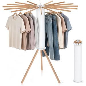 Tripod Foldable Clothes Rack,Garment Rack Portable with Collapsible Design | Drying Rack Clothing with No-Tool Assembly, Freestanding Laundry Drying Rack, pace-Saving for Bedroom, Laundry Room,Balcony
