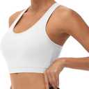 MAGCOMSEN Women's Sports Bras Cross Back Wireless Padded Bra Wide Strap Low Impact Moisture-Wicking for Workout Gym Yoga (White)