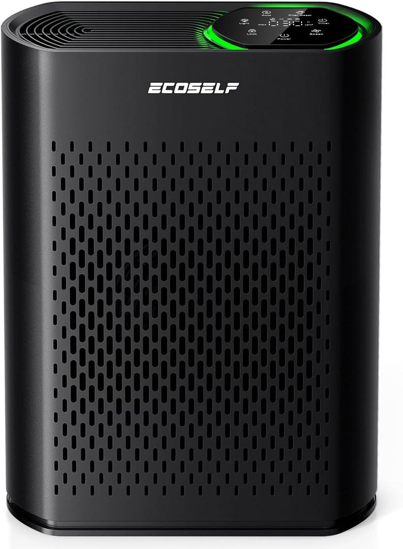 Air Purifier for Large Room, Cleans 2,400 ft in 30 Mins, 3-Stage True HEPA, 360 Airflow, Large Touch Display Control, Real-Time Air Quality (PM2.5) Display, Ultra-Quiet 20dB Sleep Mode, HAP602 Black