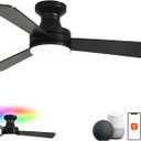 Orison Smart Ceiling Fans with Lights 42" Low Profile Flush Mount, RGB Backlight & Dimmable LED, Alexa & Google Compatible, 6-Speed Reversible, App & Remote Control, Quiet & Energy Saving, Black