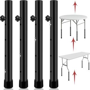 8 Pack Folding Table Risers, 4 Levels Adjustable Height Folding Table Leg Extenders, Heavy Duty Metal Table Leg Extensions Raise Table Height 3.6in | 6.77in | 10in | 13in Black