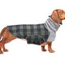 Brabtod Dog Winter Coat,Dachshund Clothes,Waterproof Miniature Dachshund Jacket with Harness Hole,Dachshund Jumper with Turtle Neck,British Style-Green Plaid-M