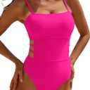 Women Cut Out One Piece Swimsuit Slimming Sexy Tummy Control Bathing Suit Swimwear (Pink, XL)