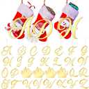Jetec 30 Pieces Christmas Stocking Tags Stocking Letter Signs Gift Tags Acrylic Letter Ornament Acrylic Paw Ornament Christmas Stocking Letter Tags for for Christmas Stocks Decor (Gold)