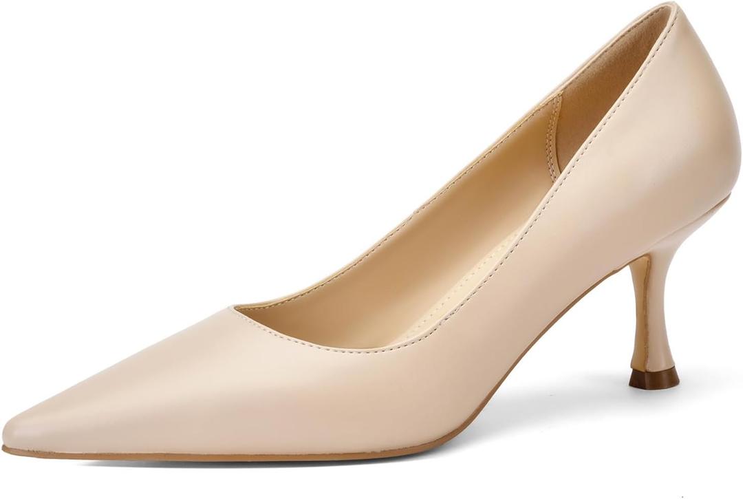 Women's Closed Toe High Heels Dress Pointed Toe Wedding Classic Pumps Daily Shallow Mouth Shoes Stilettos Party Prom Work Formal Shoes Office Event Comfort Heels (10, Nude)