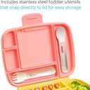 Munchkin Lunch Bento Box for Kids and Toddlers, Includes Stainless Steel Utensils, BPA-Free, 18 Months and Up, Pink/Green/Yellow
