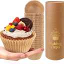 Cupcake Liners & Muffin Liners - JUMBO, NON STICK, THICK Parchment Paper For Baking Muffins - Big Giant Extra Large XL Size, Heavy Duty, Tall Unbleached Natural Brown Cup Cake Holders Wrappers