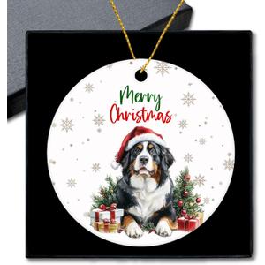 Bernese Mountain Gifts Dog Ceramic Christmas Ornaments, Bernese Mountain Christmas Tree Ornaments, BerneseMountain Xmas Gift for Owners, MerryChristmas Dog Decorative Hanging Ornament for Tree