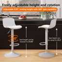 Kidol & Shellder Bar Stools Set of 2 Adjustable Swivel Counter Height Stools, Modern PU Leather Upholstered with Back Solid Color Barstools for Kitchen Island White
