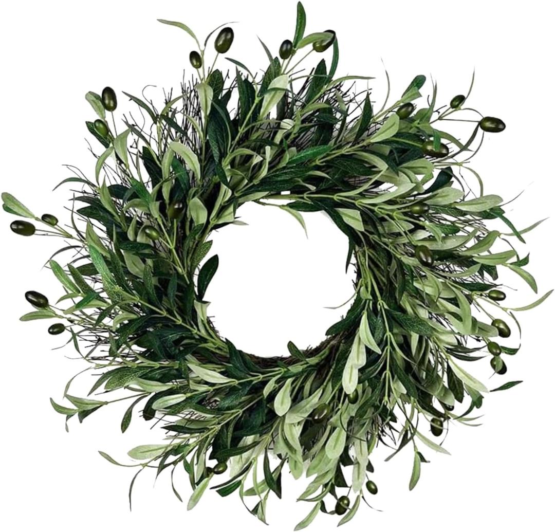 Artificial Christmas Garland with Faux Greenery and Berries | Indoor & Outdoor Holiday Decorations | Olive Wreath for Front Door,Indoor Outdoor,Farmhouse Home and Mantel Garland (16 inch)