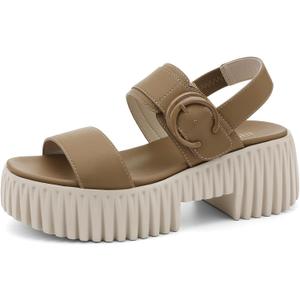 UBFEN Womens Platform Sandals Chunky Wedge Heel Comfortable Arch Support | Lightweight Block Heel, Adjustable Straps, Soft Cushioned Footbed for Dressy, Casual, and Summer Wear