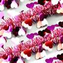66 Ft Valentines Day Tinsel Garland Shiny Thick Tinsel Valentines Decorations Metallic Twist Foil Red White Rose Heart Ornaments for Anniversary Wedding Parade Floats Indoor Outdoor Decor Supplies