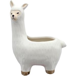 Leisure Arts Floral Pot Llama, White , 7.5" - small flower pots for indoor plants, succulents, plant pots, indoor planter, ceramic pots for indoor plants
