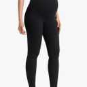 CRZ YOGA Softretch Maternity No Front Seam Leggings 25" - Workout Yoga Casual Womens Pregnancy Pants Over The Belly, Small