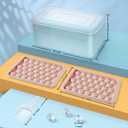 2 x WIBIMEN Ice Cube Tray with Lid and Bin - Round Ice Trays for Freezer with Lid - Ice Cube Trays for Freezer with Ice Container (1"-2PACK Pink)