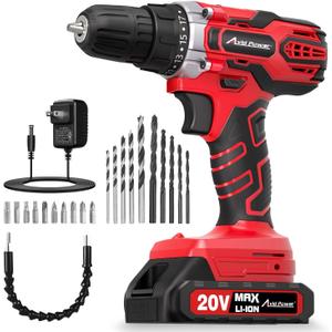 AVID POWER 20V MAX Power Drill Kit, Cordless Drill Set with Battery and Charger, 2 Variable Speed, 3/8-Inch Keyless Chuck, 19 Position and 22pcs Bits