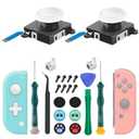 LONANDY Joycon Joystick Replacement for Nintendo Switch - Left/Right Analog Thumb Sticks for Switch Lite/OLED - Repair Kit With Thumbstick Caps & Drift Fix Tools (White 2 Pack)