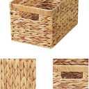 StorageWorks Wicker Basket, Baskets for Organizing, Storage Basket with Built-in Handles, Water Hyacinth Shelves (Medium 2-Pack, Natural Hyacinth) (13"D x 8"W x 7"H)