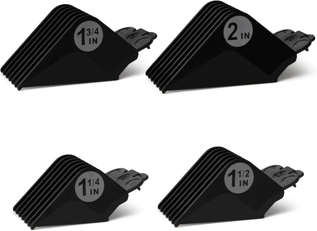 Clipper Guards Set 16 14 12 10 Compatible with Most Wahl Clippers, Clipper Guides Replacement - 1.25" to 2", 4 Piece Set, Black Color