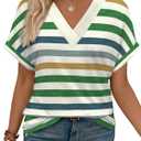 WIHOLL Womens Summer Tops Short Dolman Sleeve Shirts 2026 Fashion V Neck Outfits Clothes (L)