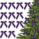 2 x 3.5" Purple Velvet Ribbon Bows, 12 Count - Pre-Tied Bows for Valentines, Christmas, Weddings & More
