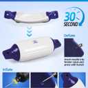 OCEANBROAD Boat Fenders 4 Pack, Inflatable Ribbed Boat Bumpers for Docking with 4 Ropes, Pump & Needles, PVC Fenders, Reinforced Dual Eyelets for Vertical/Horizontal Hanging, UV Resistant