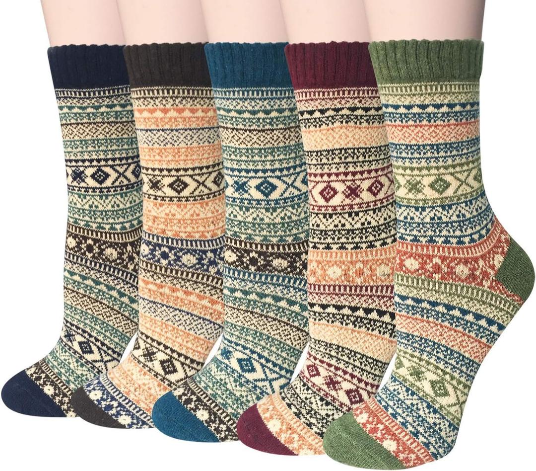 Loritta Wool Socks for Women, Winter Warm Stocking Stuffers Gifts for Women Cabin Crew Hiking Boot Socks