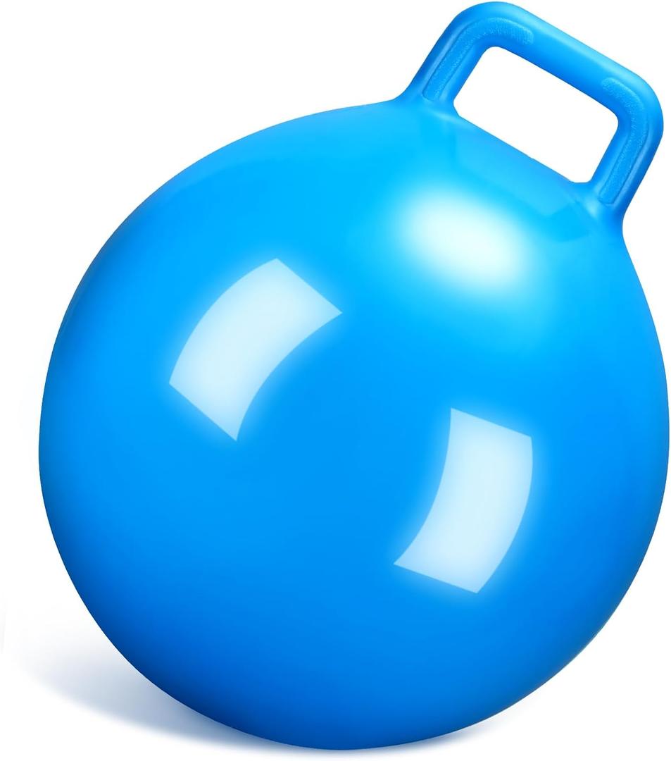 Gemscream Kids Bouncy Hopper Ball with Handle Jumping Hopping Exercise Balls for Toddlers Boys Girls Indoor Outdoors Sports School Games Exercise Gifts(29 Inch,Blue)