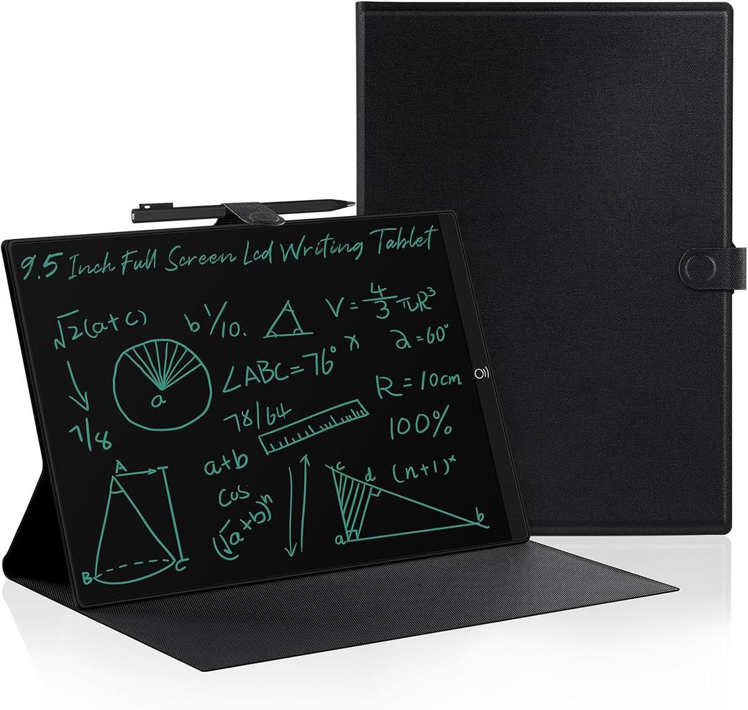 LCD Writing Tablet for Adults: 9.5 inch with Leather Case Reusable Erasable Notepad