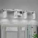4-Light Bathroom Light Fixtures, Brushed Nickel Vanity Lights, Dimmable LED Bathroom Vanity Light Over Mirror, Modern Crystal Vanity Lights for Bathroom Bedroom Hallway (Cool/Neutral/Warm)