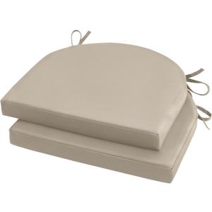 U'Artlines Outdoor Chair Cushions Set of 2, Waterproof Round Corner Seat Cushions, Patio Chair Cushions for Outdoor Furniture,Seat Cushions with Ties for Patio Garden Dining 17"x16"x2", Beige
