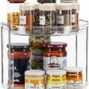 LAMU 2 Tier Lazy Susan Turntable Organizer 9.25'' Rotating Spice Rack Organization for Cabinet, Kitchen, Pantry, Countertop, Bathroom, Vanity, Medicine Cabinet Organizer, Clear