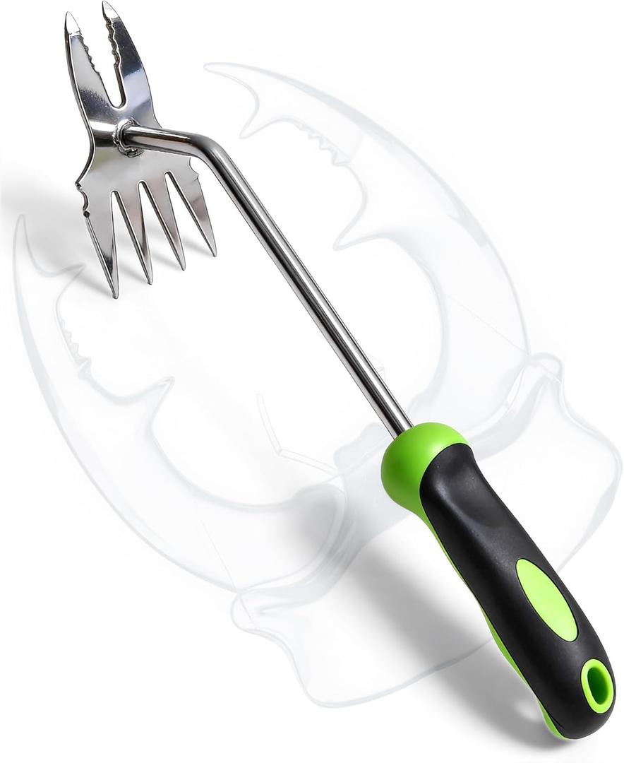 Hand Weeder Puller Tool, Heavy-Duty Stainless Steel Root Removal Tool with Ergonomic Non-Slip Handle, Manual Dandelion Remover for Garden Lawn Yard, Handheld Weeding Tool for Deep Roots, 1 Pack