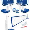 GoSports Splash Hoop 2-in-1 Full Court Pool Basketball & Volleyball Game Set