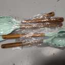 5-Piece Silicone Kitchen Utensil Set with Acacia Wood Handles, Green