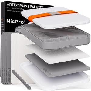 Nicpro Stay Wet Palette for Painting Miniature, Acrylic Paint Palette Tray with Lid, 100PCS Wet Pallet Paper, 4PCS Sponge, Brush Holder Paint Mixing Saver Palette for Miniature Model Paint (White)
