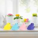 DAZONGE Easter Decor Peep Chick Figurines, Set of 4 Colorful Easter Decorations for Home, Spring Chick Figurines for Tiered Tray, Mantel & Shelf Decor - Perfect Basket Stuffers