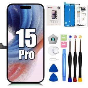 EFAITHFIX for iPhone 15 Pro Screen Replacement 6.1 Inch LCD 3D Touch Display Full HD Digitizer Frame Assembly (A2848, A3101, A3102, A3104) with Repair Tools Kit Screen Protector Waterproof Adhesive