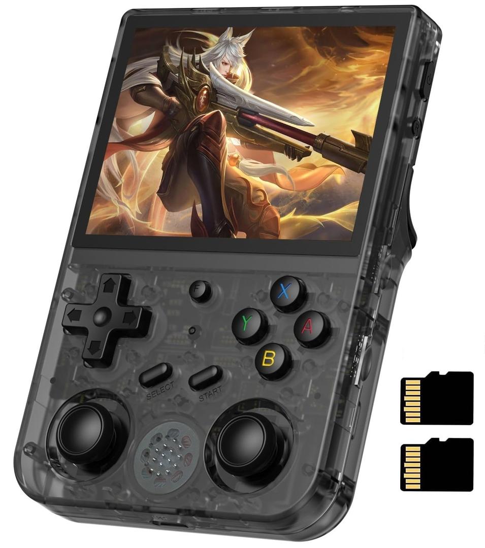 Anbernic RG353V Retro Handheld Game Console , Dual OS Android 11 and Linux System Support 5G WiFi 4.2 Bluetooth Moonlight Streaming TV Output 64G SD Card 4452 Games (RG353V-Transparent Black)