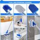 Lalafancy Shower Cleaning Brush with Locking Head, 3 in 1 Tub Tile Scrubber Brush with 50'' Extendable Long Handle Stiff Bristles Scouring Pads Microfiber for Cleaning Bathtub Shower Wall Bathroom
