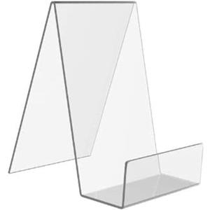 esowemsn 2pcs Clear Acrylic Book Stand Display with Ledge Easels Book Stand Holder Bookshelf,Table Picture Album and Brochure Holder for Books, Notebooks, Picture Albums