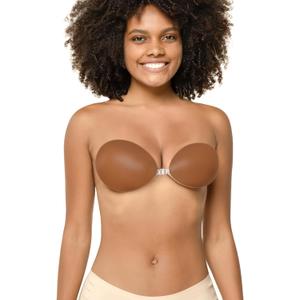 Niidor Self Adhesive Bra Push up Strapless Invisible Backless Sticky Bras Silicone Bra for Women-Coffee-D