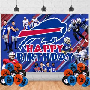 Bills Themed Football Backdrop Banner Bills Birthday Decoration for Soccer Themed Party Backdrop Photo Background Wall Decor Birthday Banner