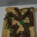 St Patricks Day Wreath for Front Door, Artificial Saint Patrick's Day Door Wreath with Glitter Foam Shamrock Green Berries, St Pattys Wreaths Decorations for Wall Mantel