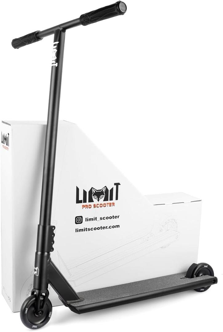 Limit LMT71AZ Pro Street Scooters with Boxed Ends Best Freestyle BMX Stunt Scooter Perfect for Tall Adults and Teens Intermediate or Advanced Trick Scooter Riders. (Black)