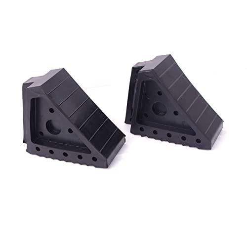 HIGOOD Solid Rubber Wheel Chock with Handle for The Car, Strong and Durable,8" Length, 4" Width, 6" Height - Pack of 2