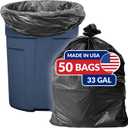 Reli. SuperValue 33 Gallon Trash Bags | 50 Count | Made in USA | Heavy Duty | Black Multi-Use Garbage Bags
