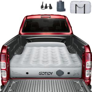 Truck Bed Mattress 5-5.5ft for Mid-Size Pickup, Fabric Texture Truck Bed Air Mattress Customized for Tacoma, Gladiator, Colorado, with Detachable Air Pump, for Truck Bed Camping, Road Trips & Travel