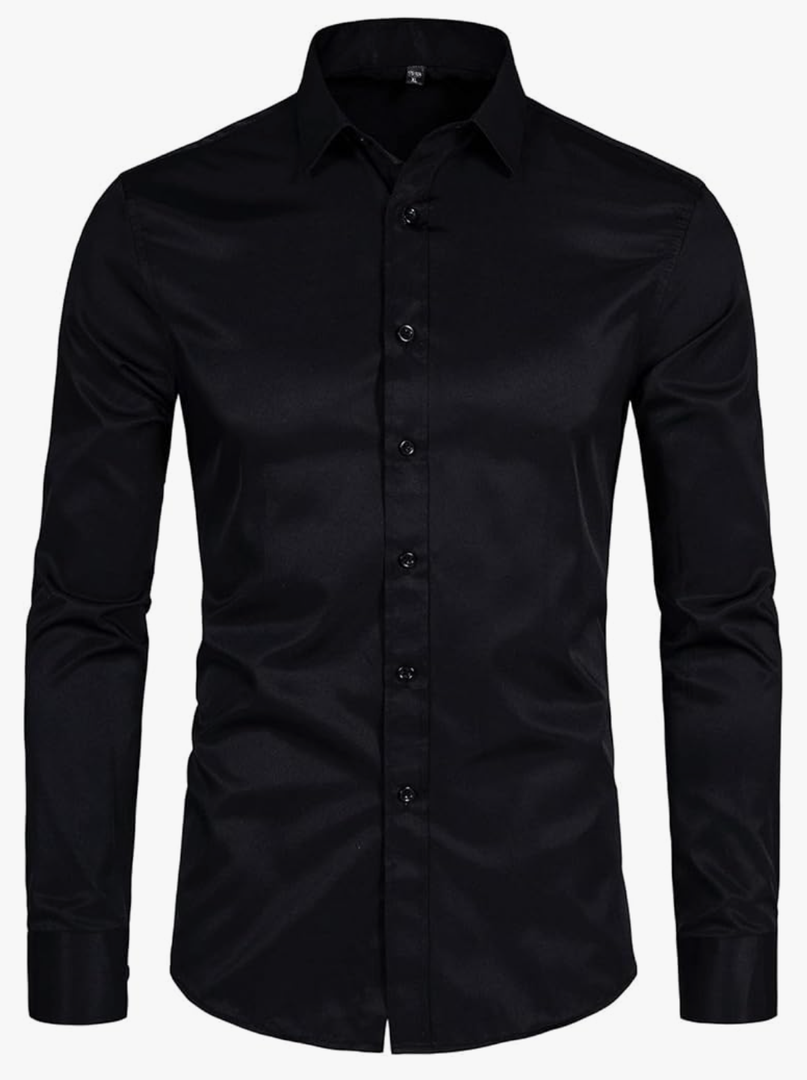 Men's Long Sleeve Button Up Shirts Solid Slim Fit Casual Business Formal Dress Shirt S